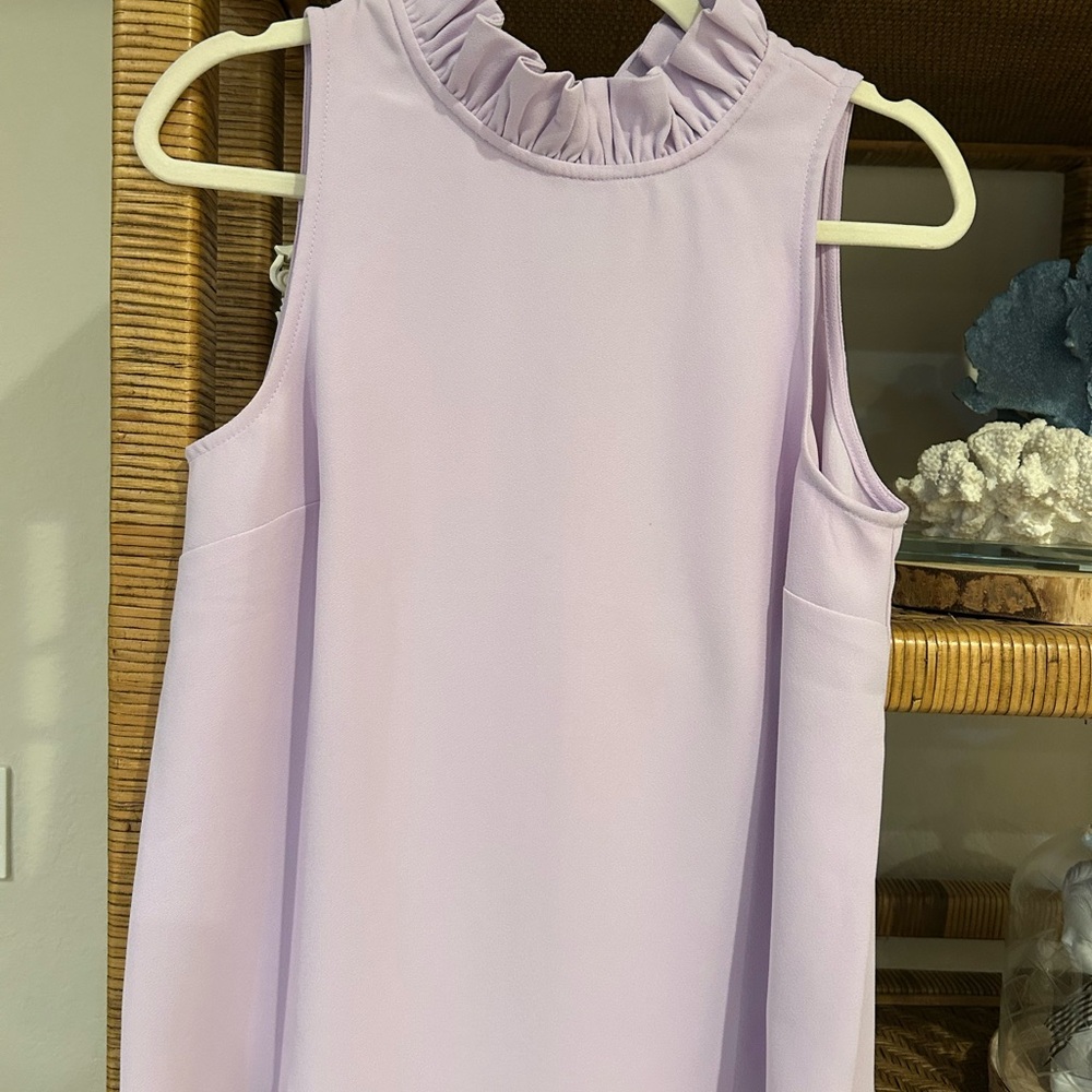 Sleeveless Ruffle Neck Top in Lavender J Crew